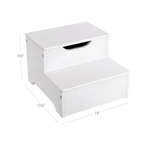 white step stool with storage