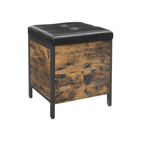 Rustic Brown Storage Ottoman