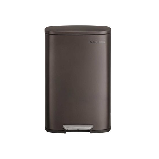 Brown Kitchen Trash Can Trash Can SONGMICS   Brown Kitchen Trash Can ULTB50BR 2 