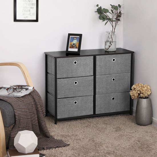 SONGMICS Chest Of Drawers, 6 Fabric Drawers With Metal Frame, Storage