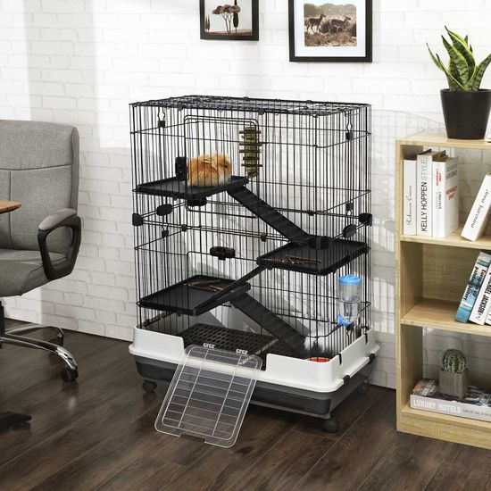 SONGMICS 4Level Small Animal Pet Cage, Ferret Chinchilla Playpen Hutch