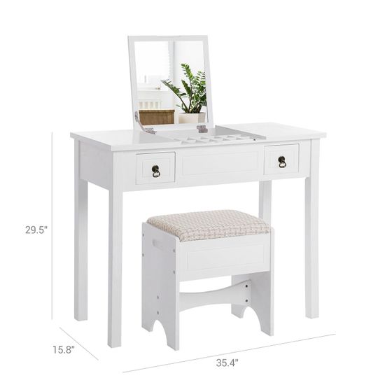 Flip Top Dressing Table Vanity Set VASAGLE by SONGMICS