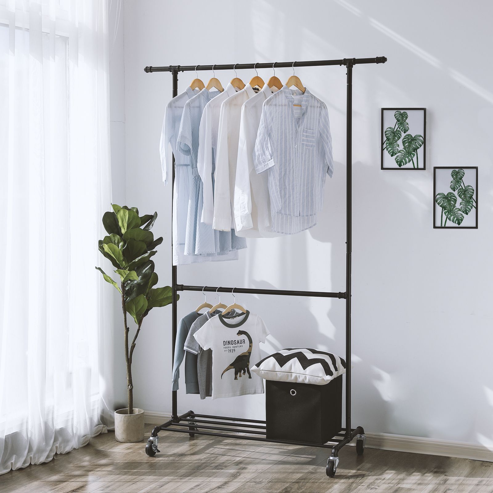 Double Rod Garment Rack Garment Rack SONGMICS