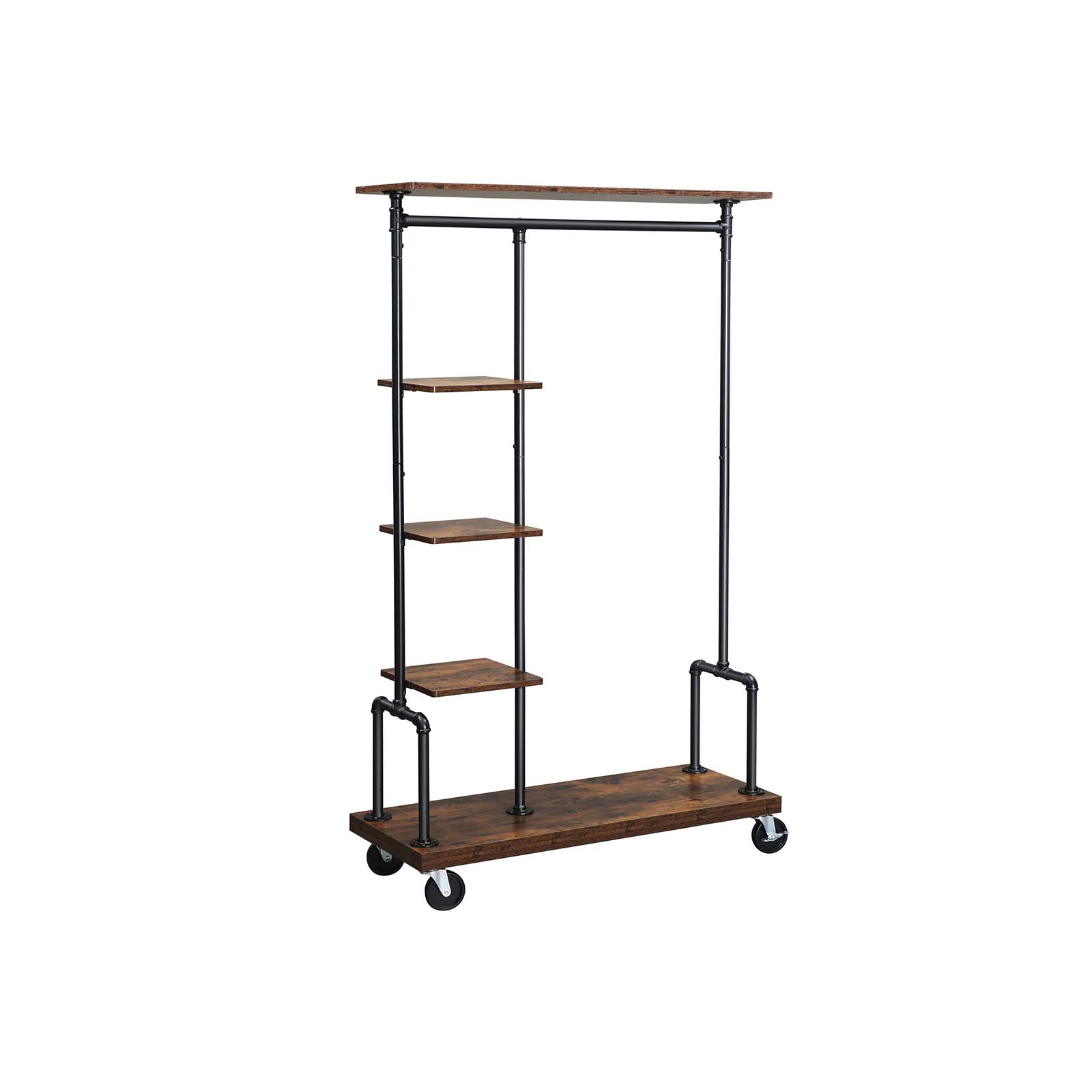 SONGMICS Clothes Rack, Clothing Rack on Wheels, 5Tier Garment Rack