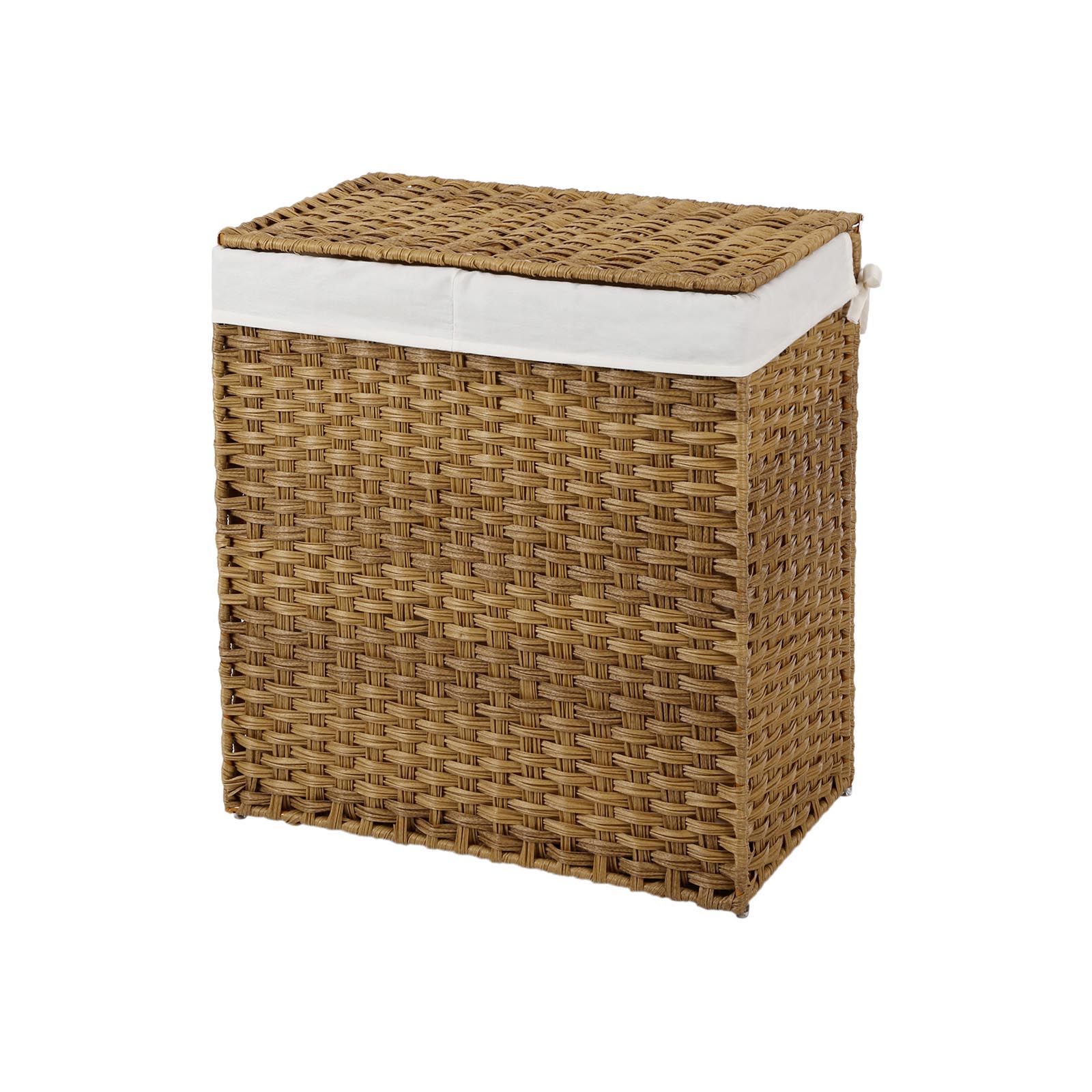 Natural Handwoven Double Laundry Hamper SONGMICS
