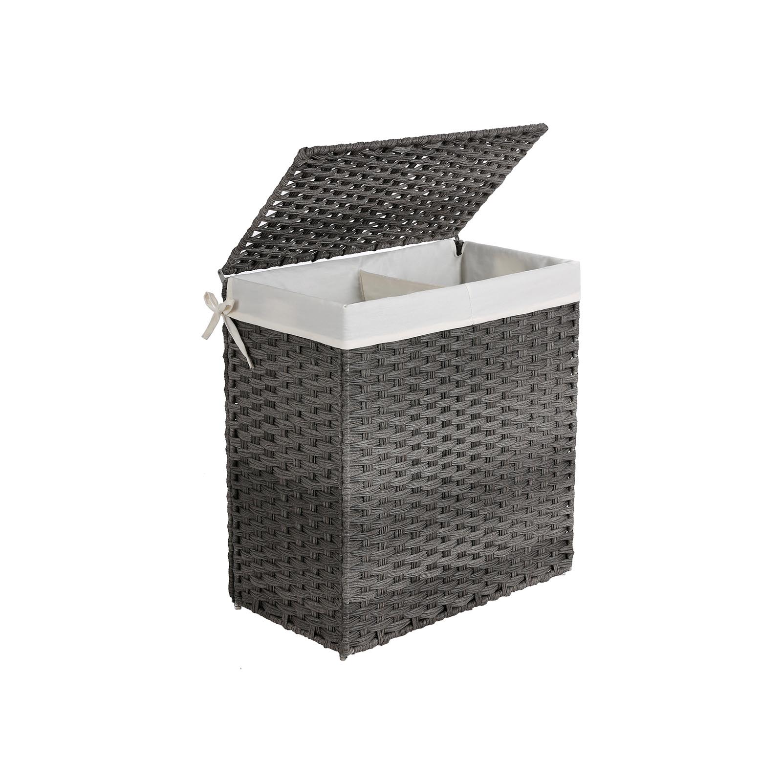 Gray Handwoven Double Laundry Hamper SONGMICS