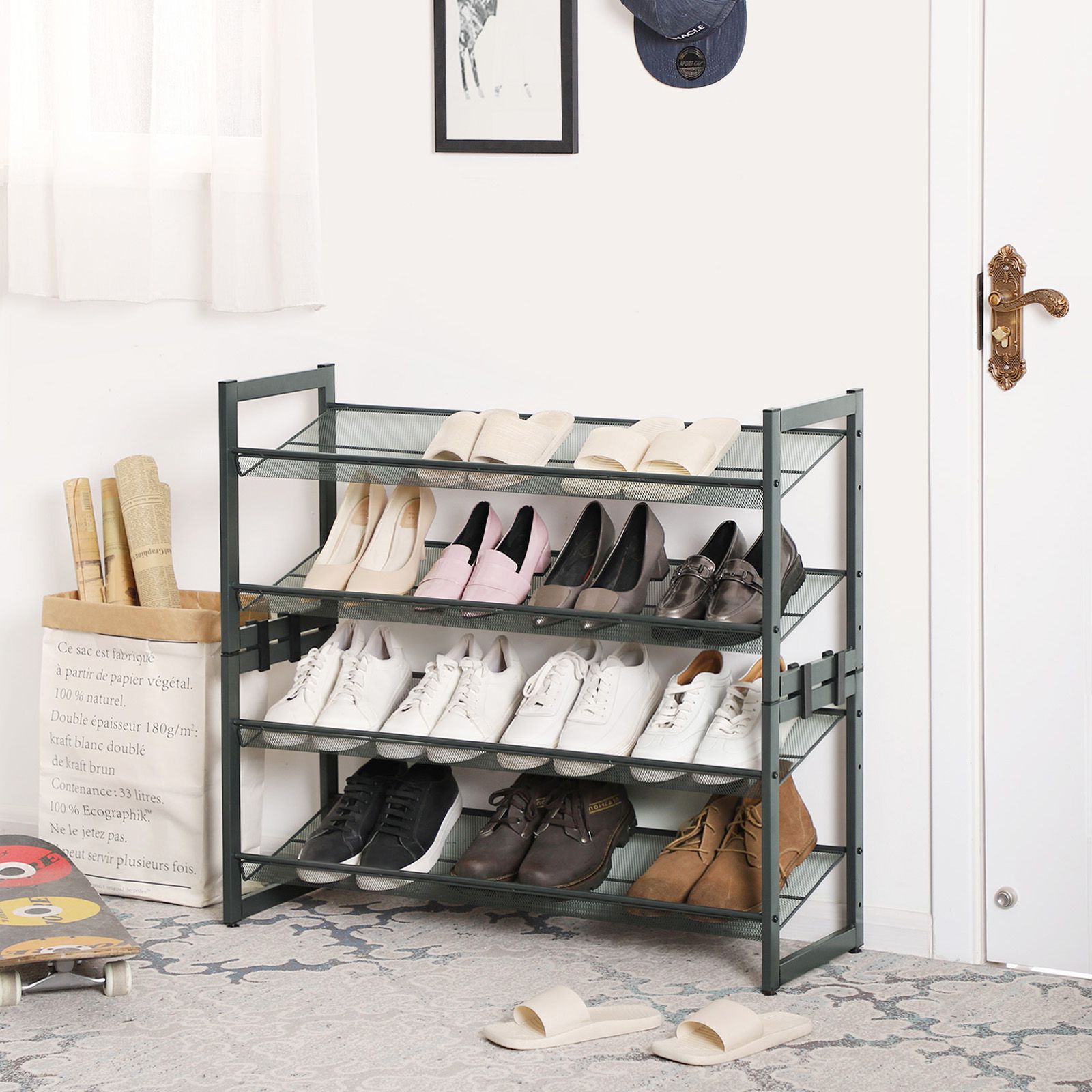 Metal Mesh Shoe Shelf Shoe Rack SONGMICS