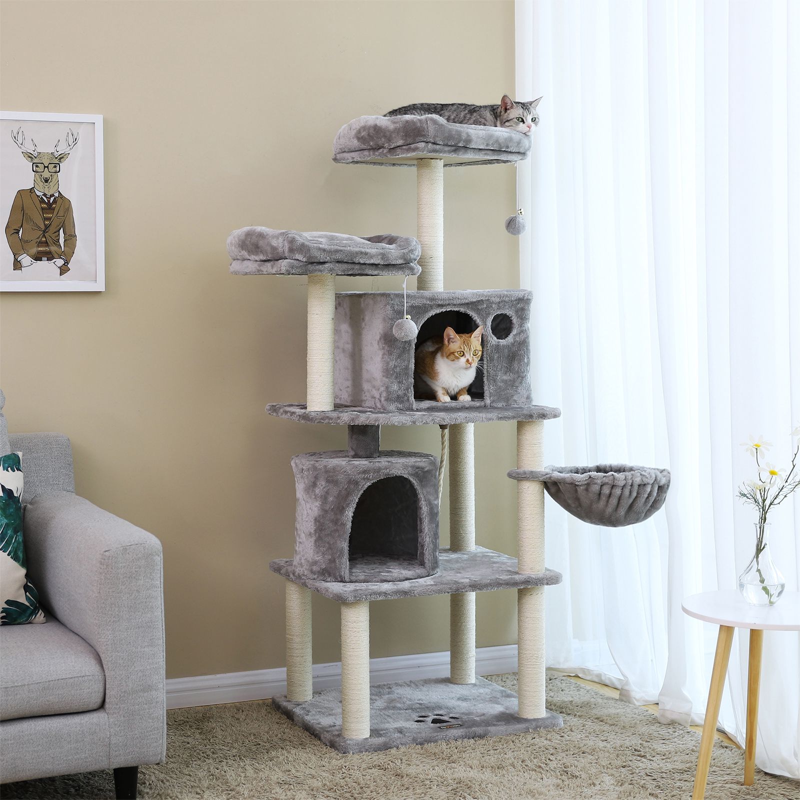 2 Condos Cat Tower - Cat Tree | FEANDREA by SONGMICS