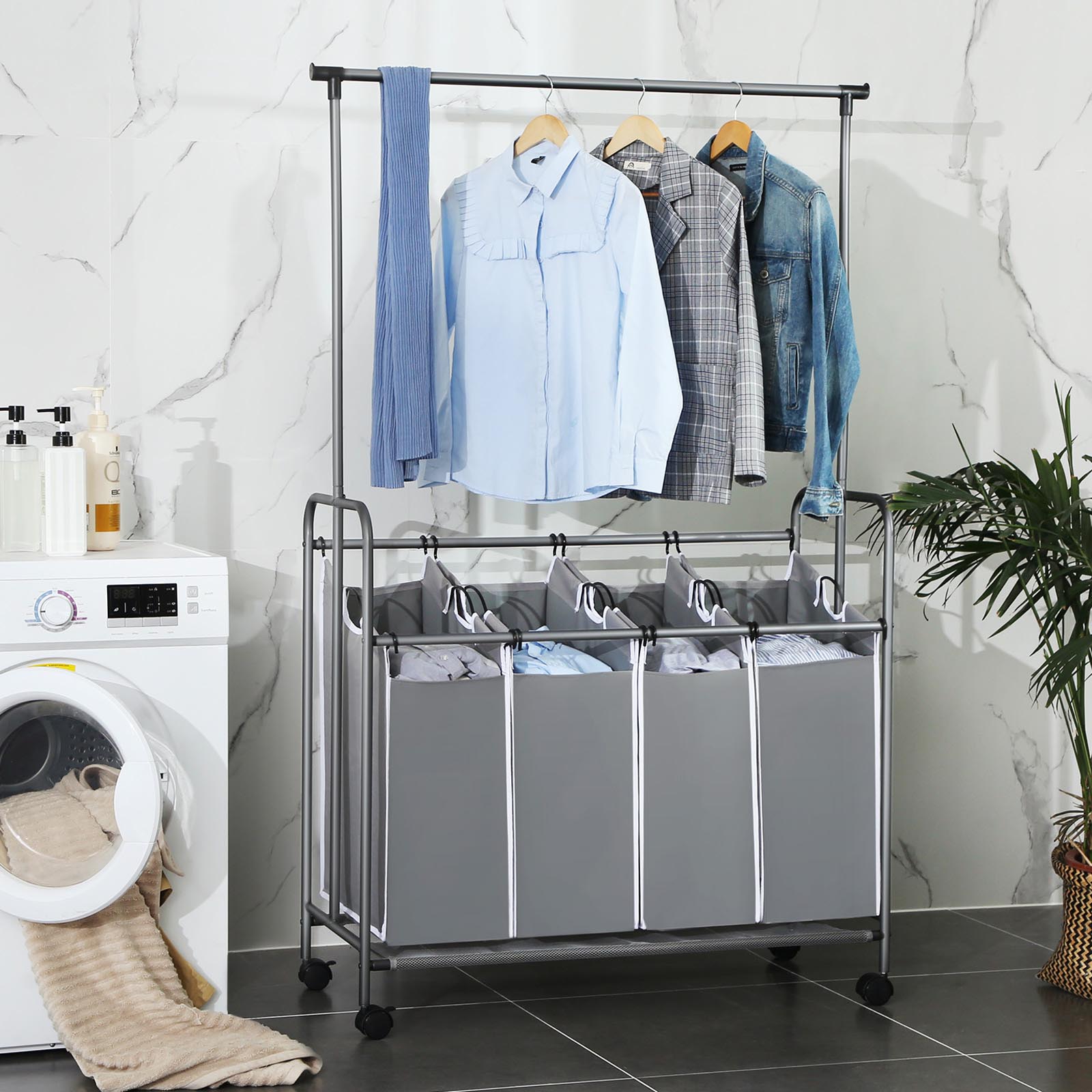 Laundry Cart With Hanging Bar
