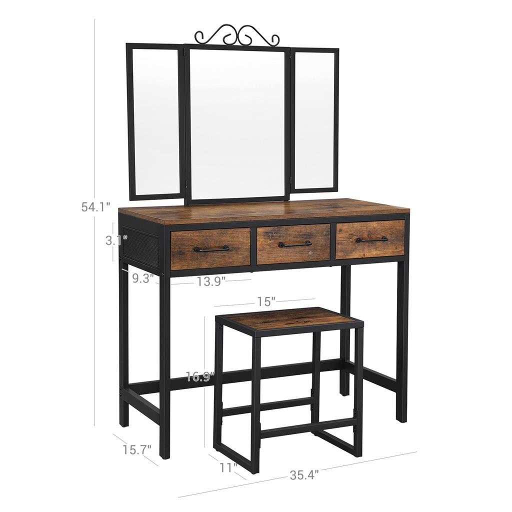 Rustic Brown Vanity Set